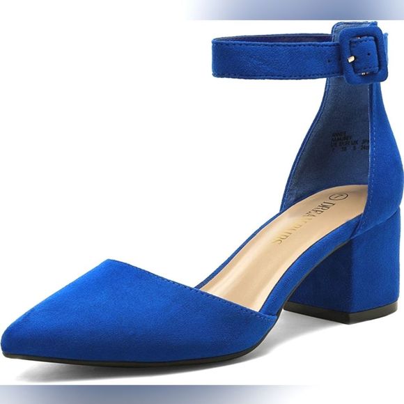 DREAM PAIRS ANNEE Pointed Toe Low Chunky Heels Sz 9 - Picture 1 of 8